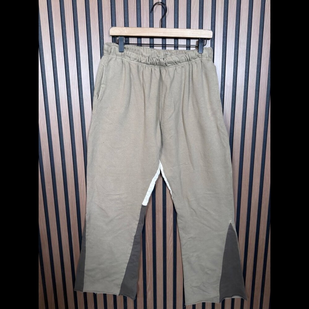 MNMI Pants XL Womens Beige Straight Colorblock Stretch Waist High Rise